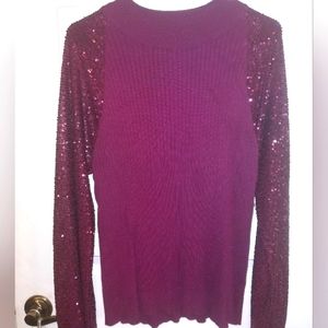 Sequin sweater long sleeve blouse
